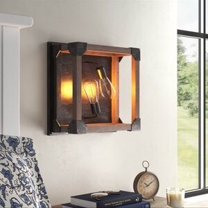 Rustic Wooden Wall Sconce with Exposed Bulbs - Many Available!